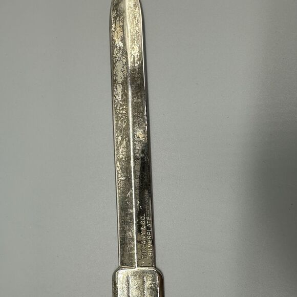 Tiffany And Co Silverplate Letter Opener Ostrich Engraving Abbott Logo Bad Condt - Picture 2 of 9